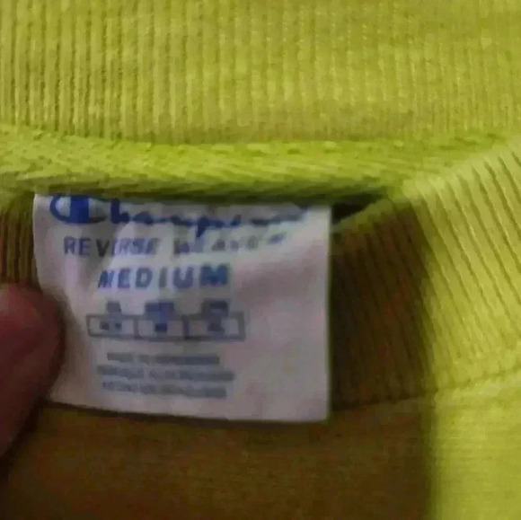 Champion sweater crew neck neon yellow size M - Picture 3 of 3